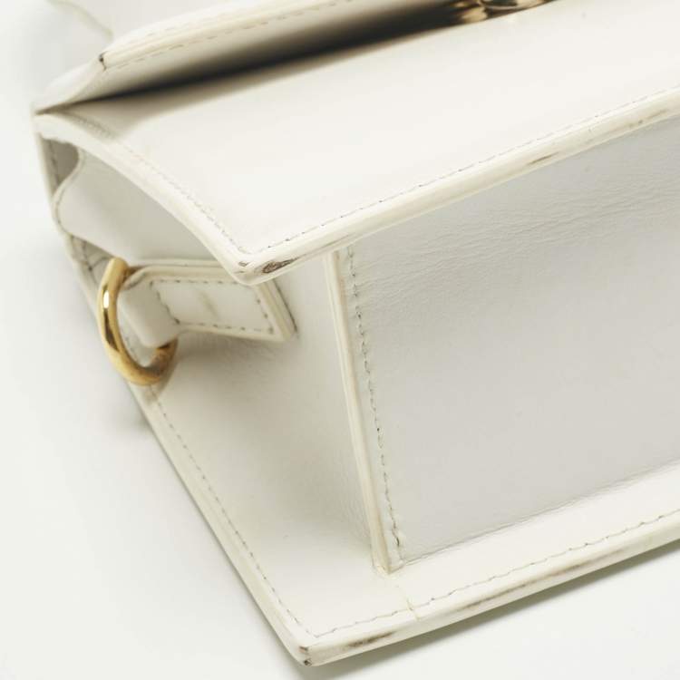 Pre Owned Jacquemus White Leather Le Chiquito Noeud Top Handle Bag