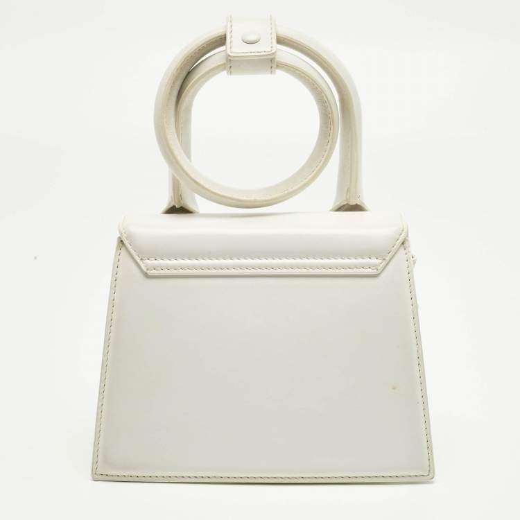Pre Owned Jacquemus White Leather Le Chiquito Noeud Top Handle Bag