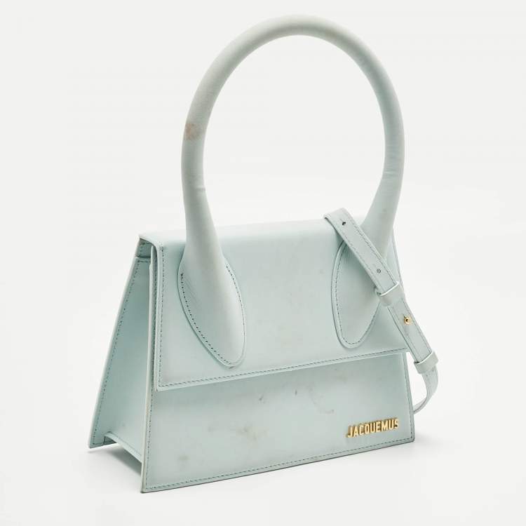 Pre Owned Jacquemus Light Blue Leather Grand Le Chiquito Top Handle Bag