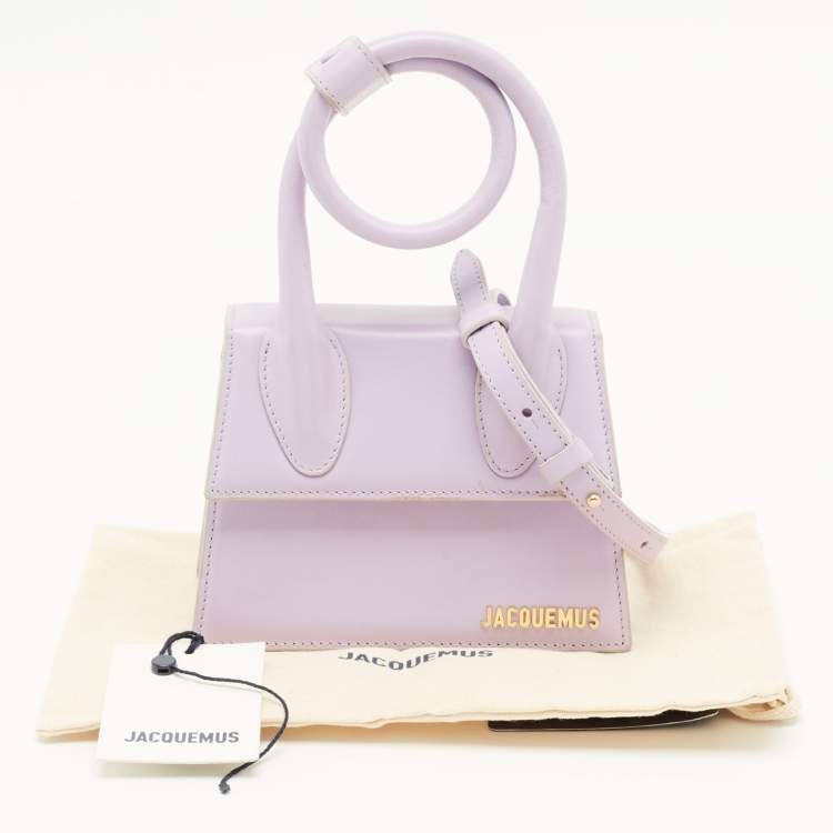 مملوكة مسبقًا Jacquemus Lilac Leather Le Chiquito Noeud Top Handle Bag