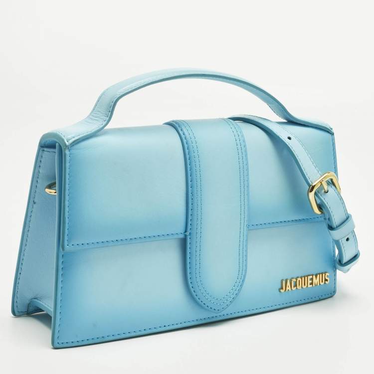 Pre Owned Jacquemus Light Blue Ombre Leather Le Grand Bambino Top Handle Bag