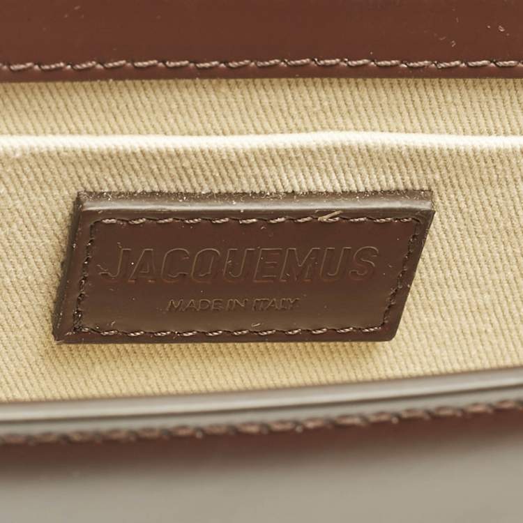 Pre Owned Jacquemus Dark Brown Leather and Jute Le Chiquito Long Cordao Top Handle Bag