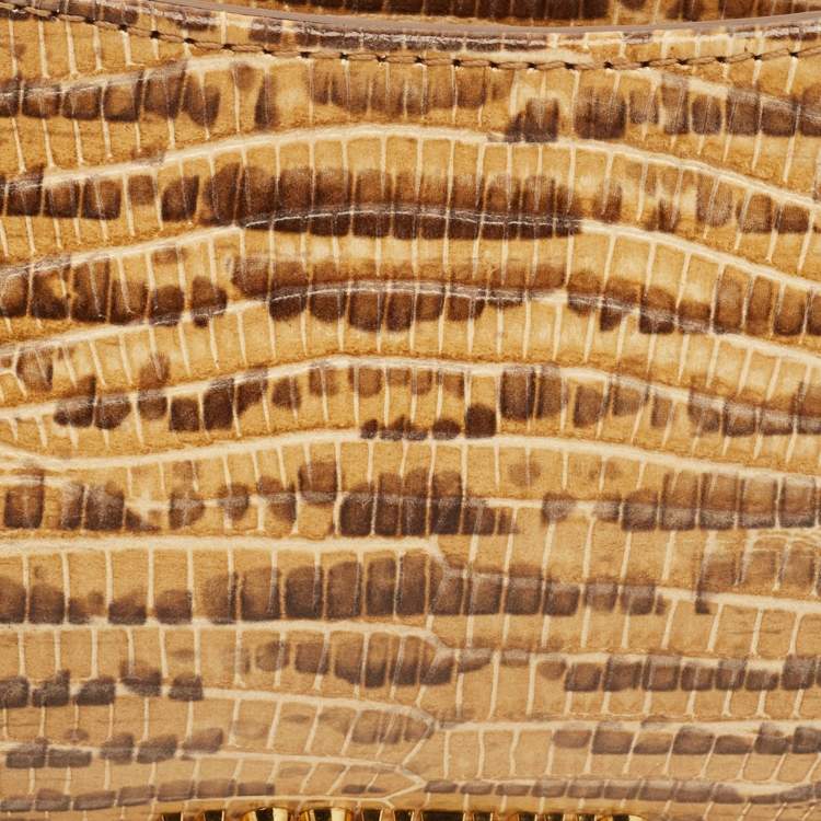 Pre Owned Jacquemus Beige Lizard Embossed Leather Le Bisou Perle Bag