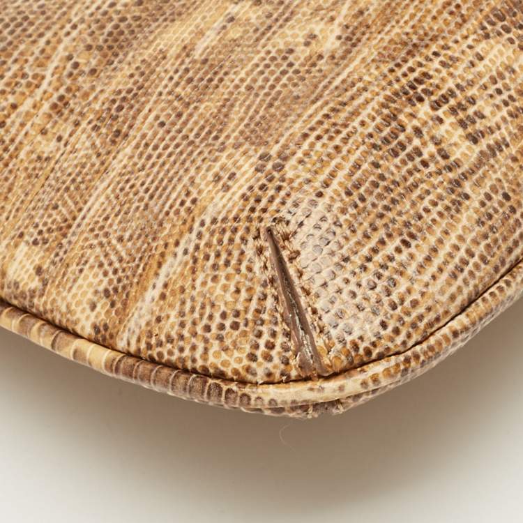 Pre Owned Jacquemus Beige Lizard Embossed Leather Le Bisou Perle Bag