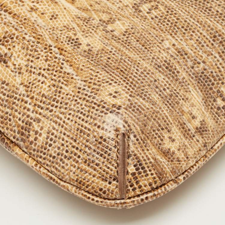 Pre Owned Jacquemus Beige Lizard Embossed Leather Le Bisou Perle Bag