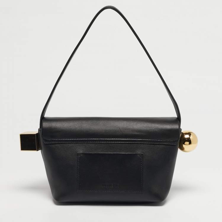 مملوكة مسبقًا Jacquemus Black Leather Le Rond Carre Shoulder Bag