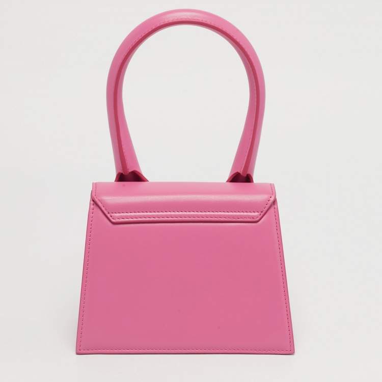 Pre Owned Jacquemus Pink Leather Le Chiquito Moyen Top Handle Bag