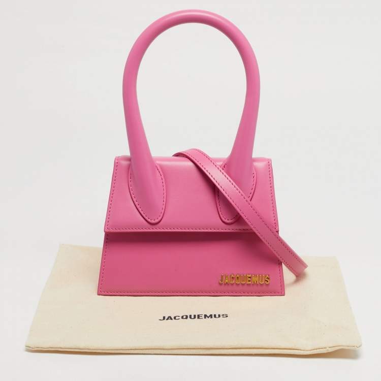Pre Owned Jacquemus Pink Leather Le Chiquito Moyen Top Handle Bag