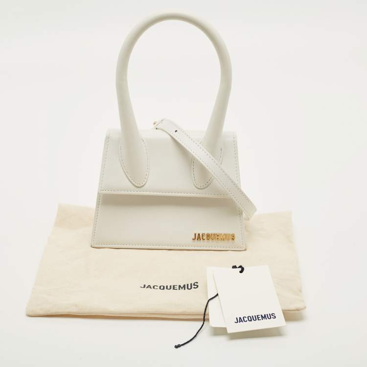 مملوكة مسبقًا Jacquemus Le Chiquito Moyen White Leather Top Handle Bag