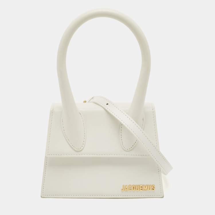 مملوكة مسبقًا Jacquemus Le Chiquito Moyen White Leather Top Handle Bag