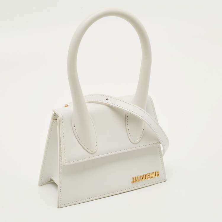 مملوكة مسبقًا Jacquemus Le Chiquito Moyen White Leather Top Handle Bag