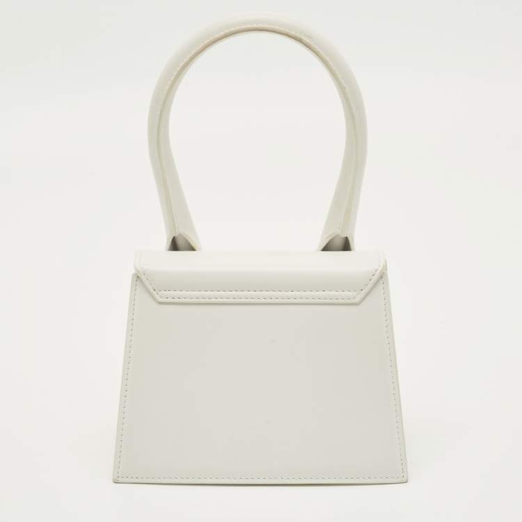مملوكة مسبقًا Jacquemus Le Chiquito Moyen White Leather Top Handle Bag