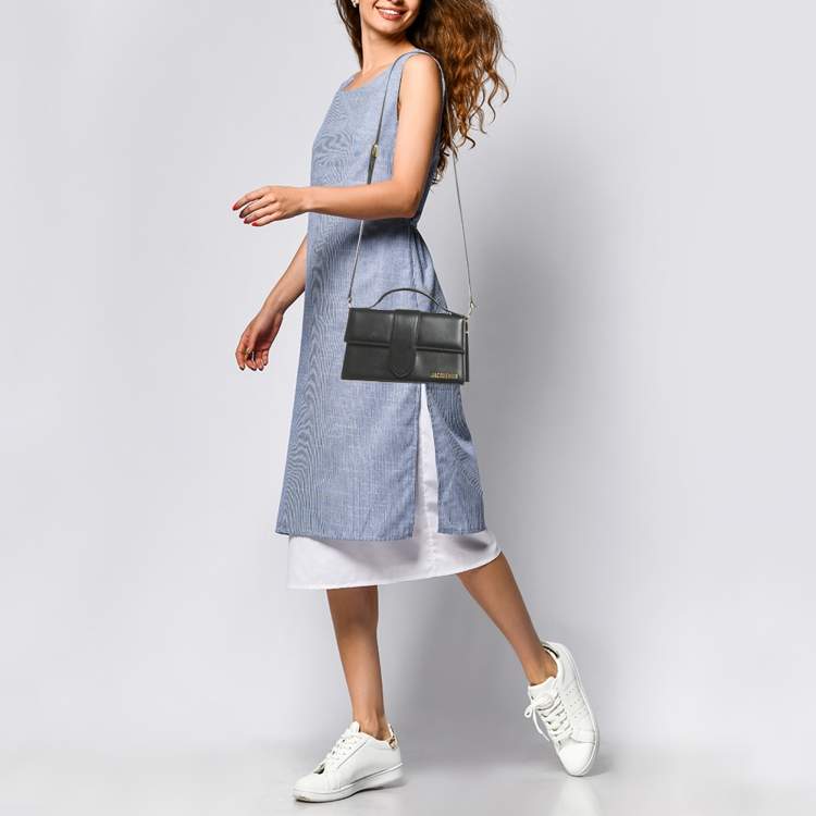 Pre Owned Jacquemus Le Grand Bambino Black Leather Top Handle Bag