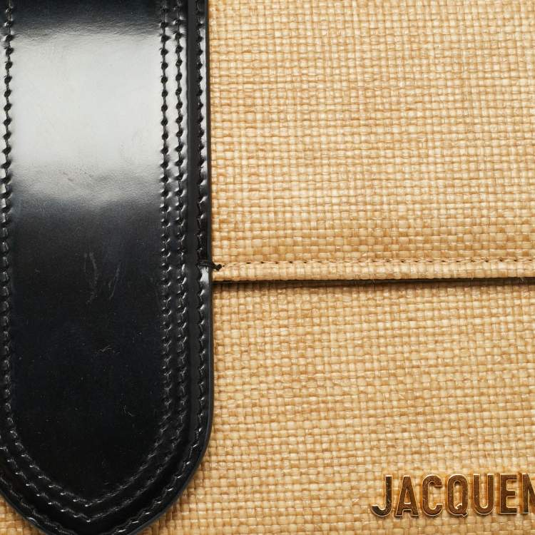 Pre Owned Jacquemus Le Grand Bambino Brown/Black Raffia Top Handle Bag