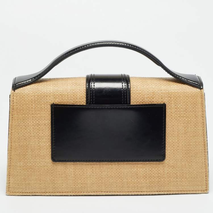 Pre Owned Jacquemus Le Grand Bambino Brown/Black Raffia Top Handle Bag