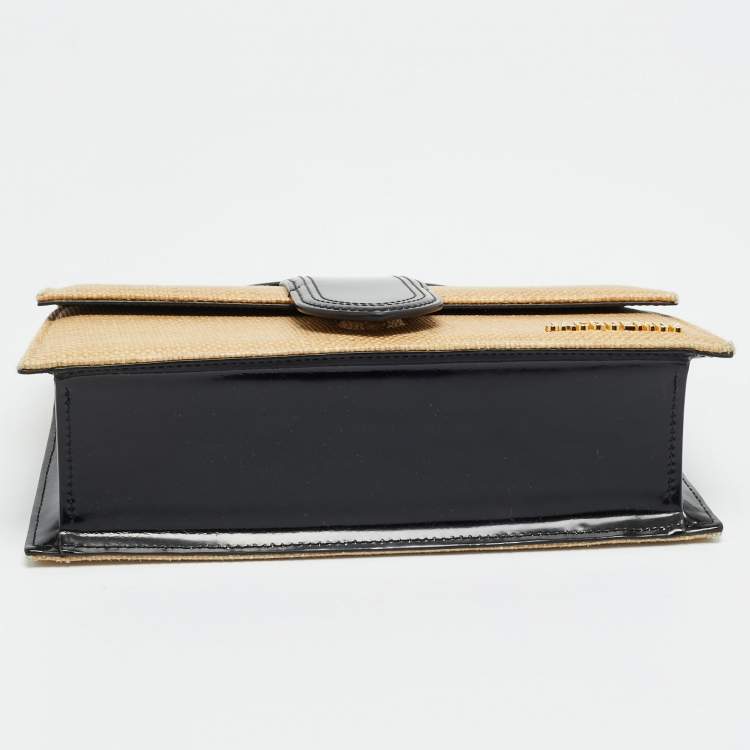 Pre Owned Jacquemus Le Grand Bambino Brown/Black Raffia Top Handle Bag