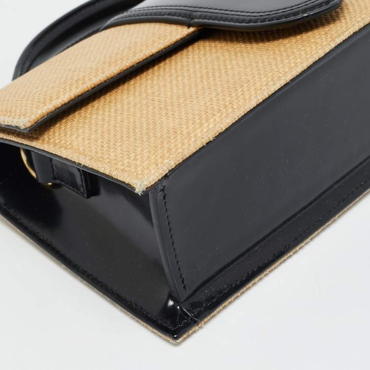 Pre Owned Jacquemus Le Grand Bambino Brown/Black Raffia Top Handle Bag