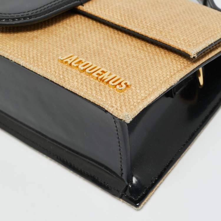 Pre Owned Jacquemus Le Grand Bambino Brown/Black Raffia Top Handle Bag