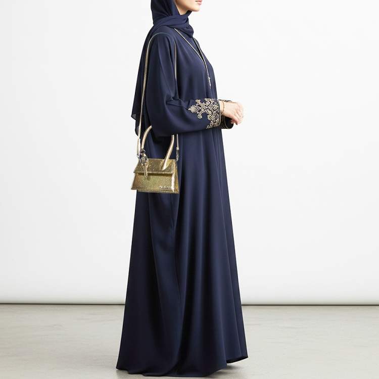 مملوكة مسبقًا Jacquemus Le Chiquito Moyen Boucle Gold Snakeskin Embossed Patent Leather Top Handle Bag