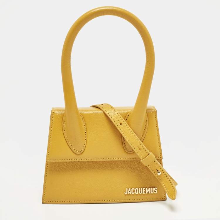 Pre Owned Jacquemus Le Chiquito Moyen Yellow Leather Top Handle Bag