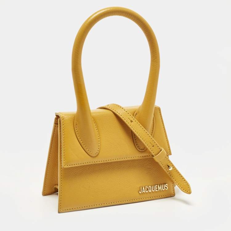 Pre Owned Jacquemus Le Chiquito Moyen Yellow Leather Top Handle Bag