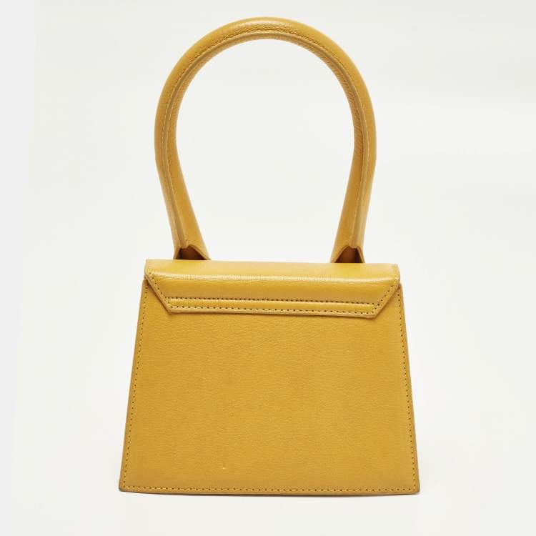 Pre Owned Jacquemus Le Chiquito Moyen Yellow Leather Top Handle Bag
