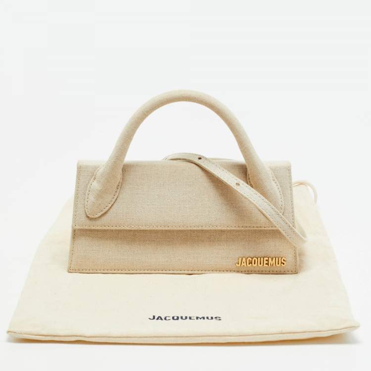 مملوكة مسبقًا Jacquemus Long Le Chiquito Beige Canvas Top Handle Bag
