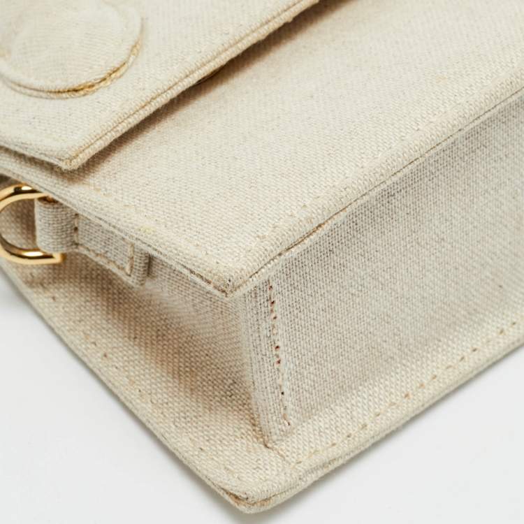مملوكة مسبقًا Jacquemus Long Le Chiquito Beige Canvas Top Handle Bag