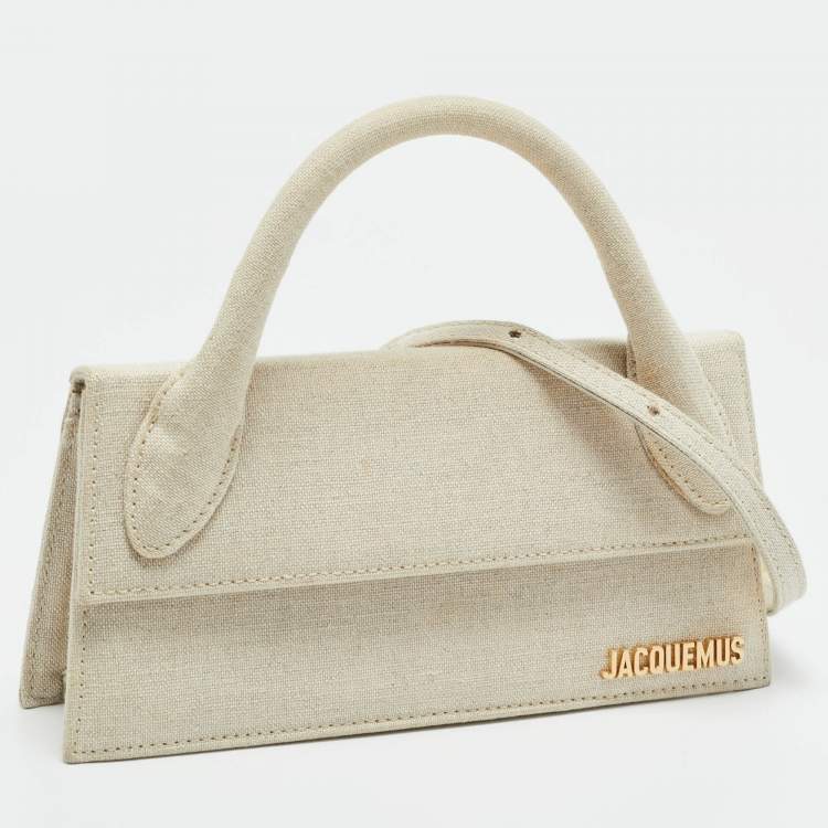 مملوكة مسبقًا Jacquemus Long Le Chiquito Beige Canvas Top Handle Bag