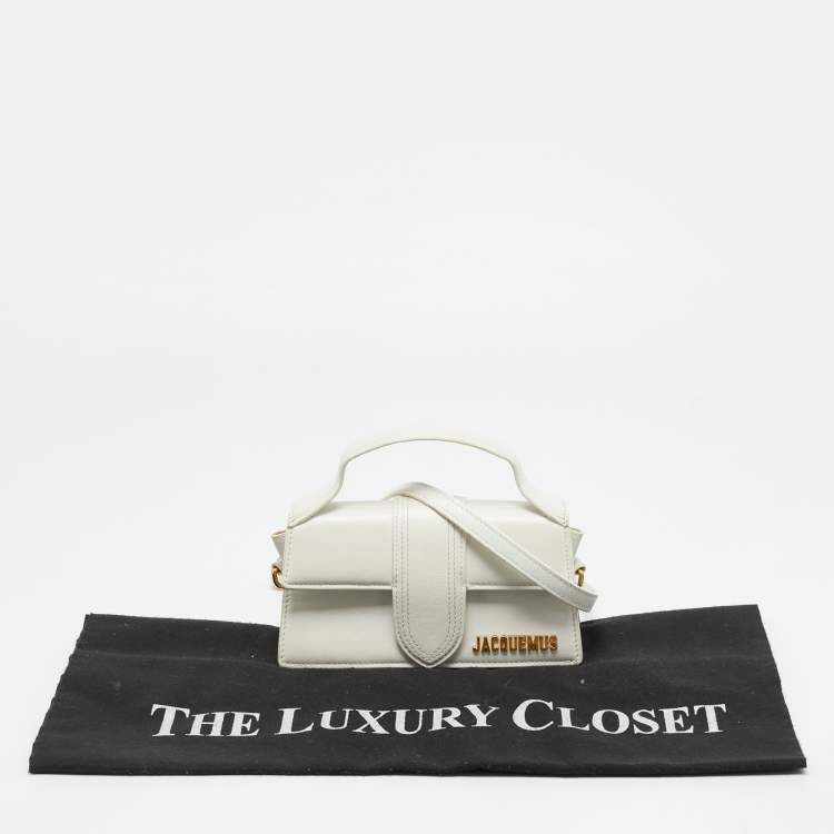 Pre Owned Jacquemus Le Bambino Mini White Leather Top Handle Bag