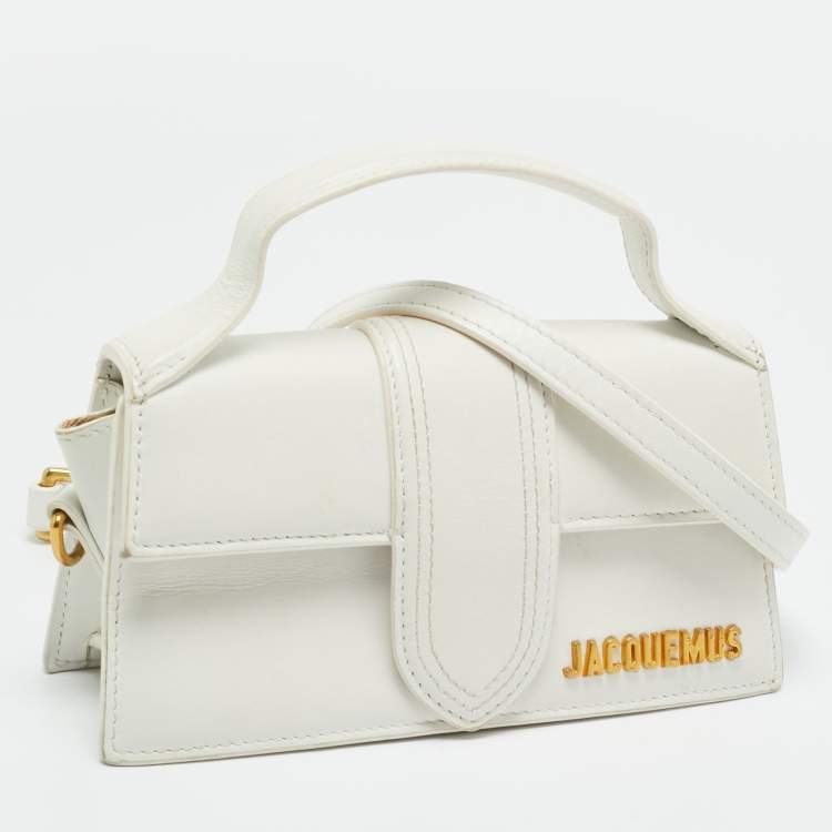 Pre Owned Jacquemus Le Bambino Mini White Leather Top Handle Bag