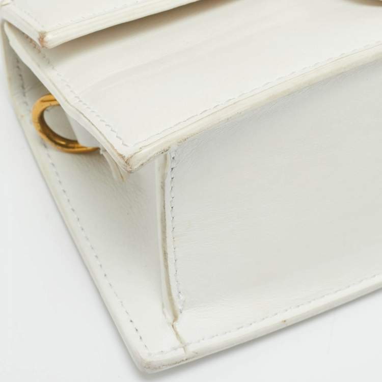 Pre Owned Jacquemus Le Bambino Mini White Leather Top Handle Bag