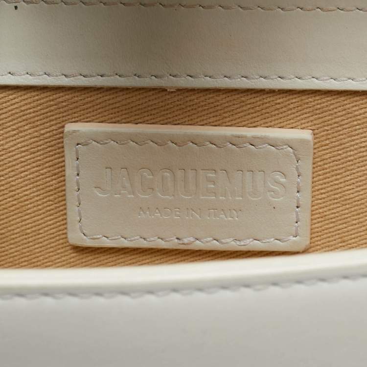 Pre Owned Jacquemus Le Bambino Mini White Leather Top Handle Bag