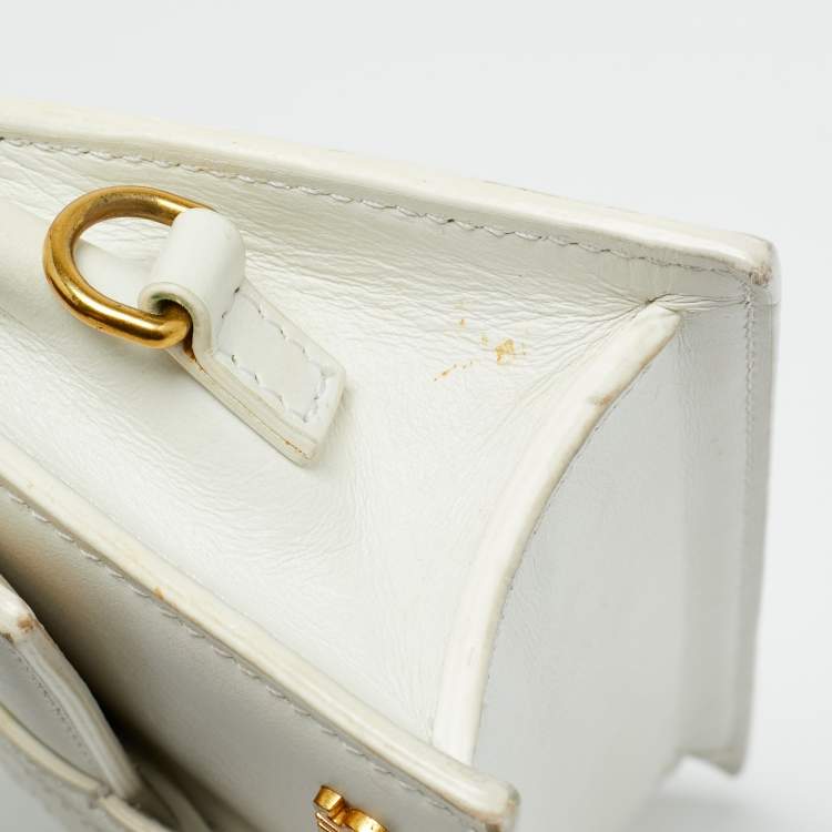 Pre Owned Jacquemus Le Bambino Mini White Leather Top Handle Bag