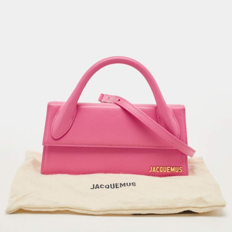 Pre Owned Jacquemus Le Chiquito Long Pink Leather Top Handle Bag