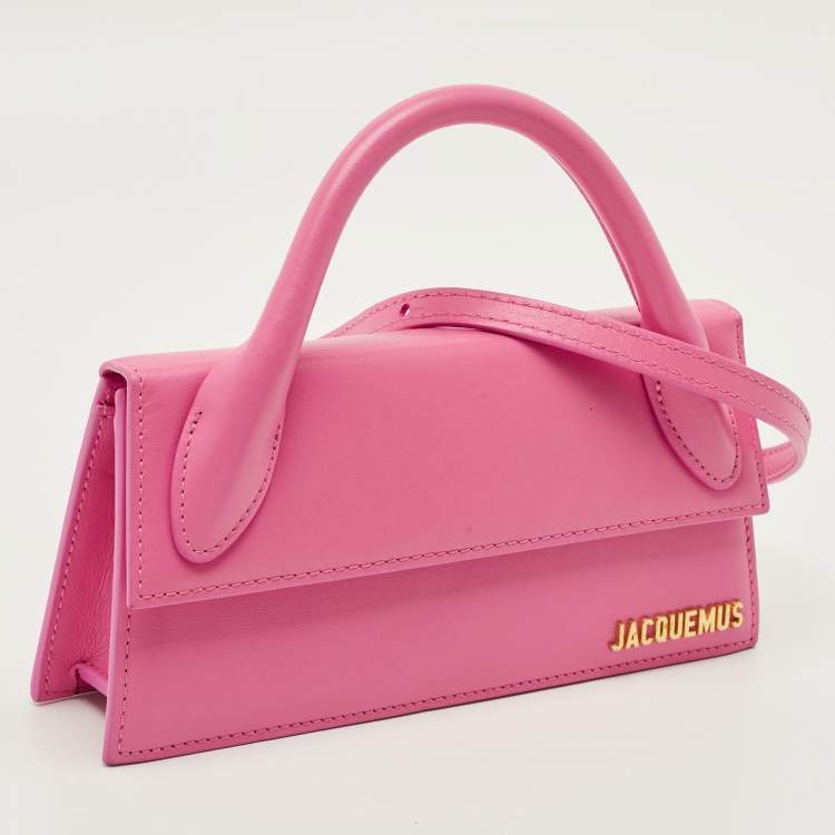 Pre Owned Jacquemus Le Chiquito Long Pink Leather Top Handle Bag