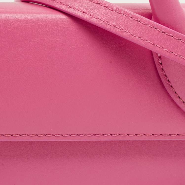Pre Owned Jacquemus Le Chiquito Long Pink Leather Top Handle Bag