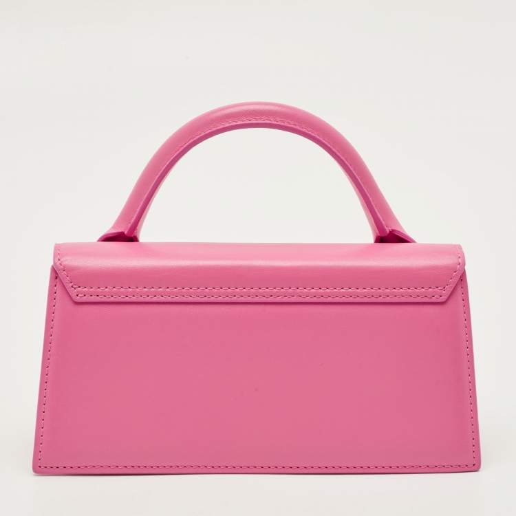 Pre Owned Jacquemus Le Chiquito Long Pink Leather Top Handle Bag