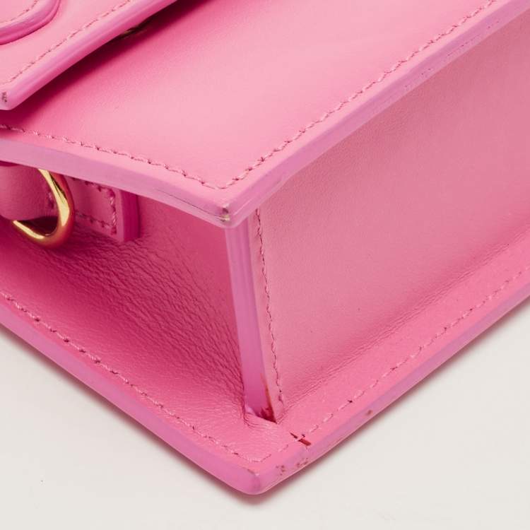 Pre Owned Jacquemus Le Chiquito Long Pink Leather Top Handle Bag