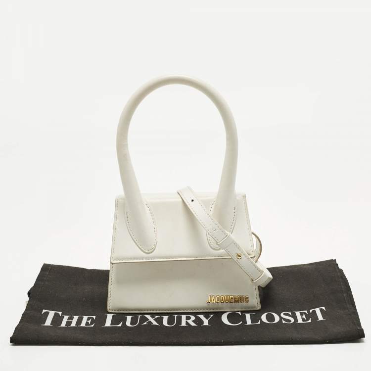 Pre Owned Jacquemus Le Chiquito Moyen White Leather Top Handle Bag