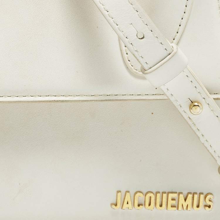 Pre Owned Jacquemus Le Chiquito Moyen White Leather Top Handle Bag
