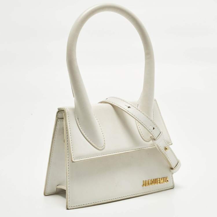 Pre Owned Jacquemus Le Chiquito Moyen White Leather Top Handle Bag