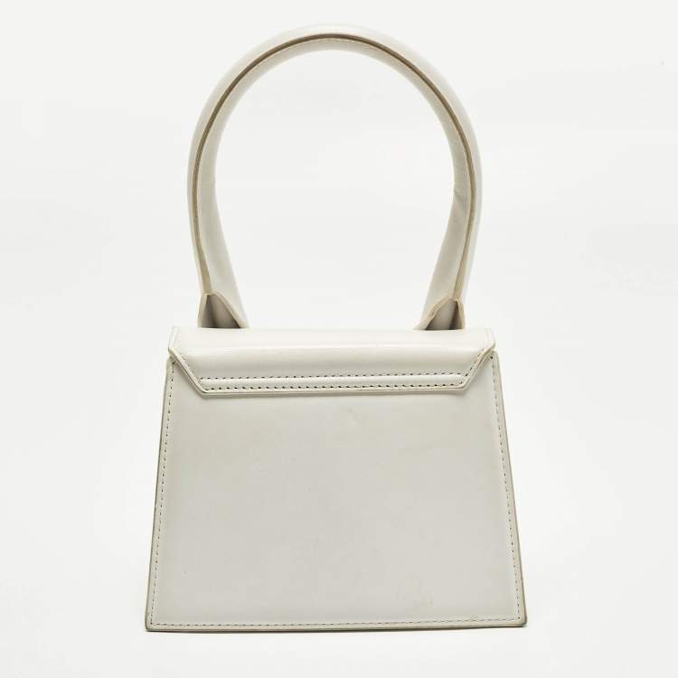 Pre Owned Jacquemus Le Chiquito Moyen White Leather Top Handle Bag