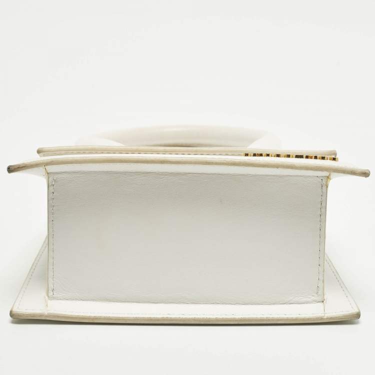 Pre Owned Jacquemus Le Chiquito Moyen White Leather Top Handle Bag