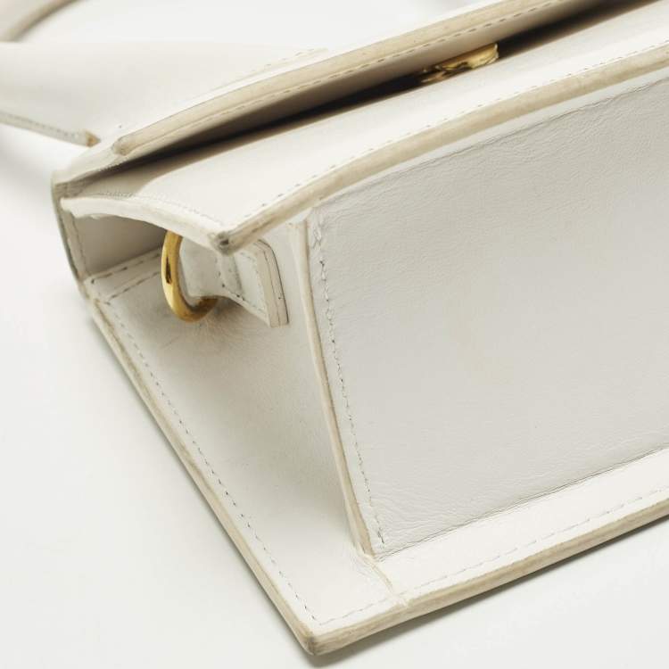Pre Owned Jacquemus Le Chiquito Moyen White Leather Top Handle Bag