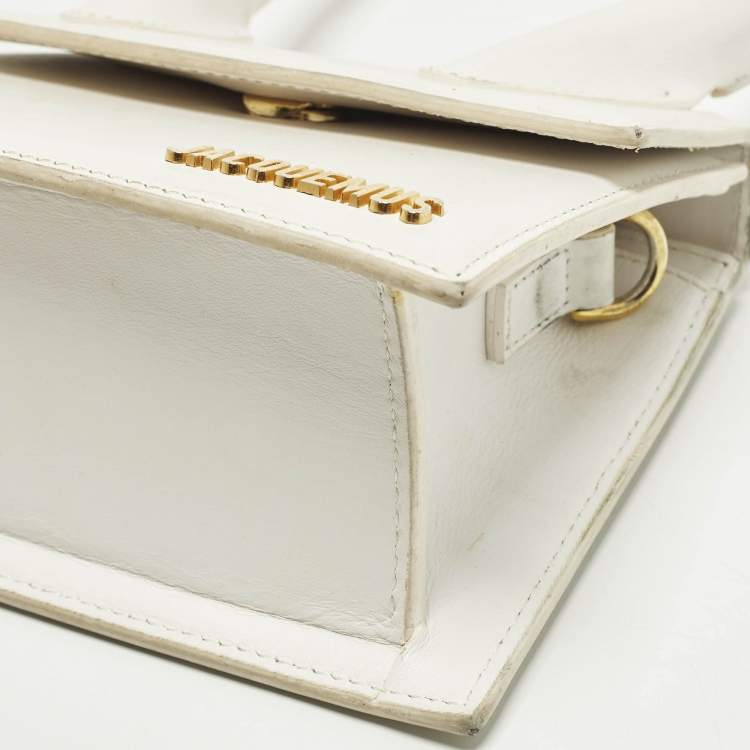 Pre Owned Jacquemus Le Chiquito Moyen White Leather Top Handle Bag