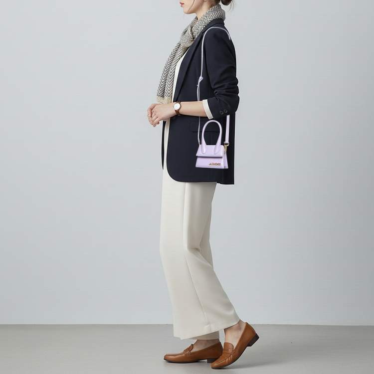 Pre Owned Jacquemus Le Chiquito Mini Lilac Leather Top Handle Bag