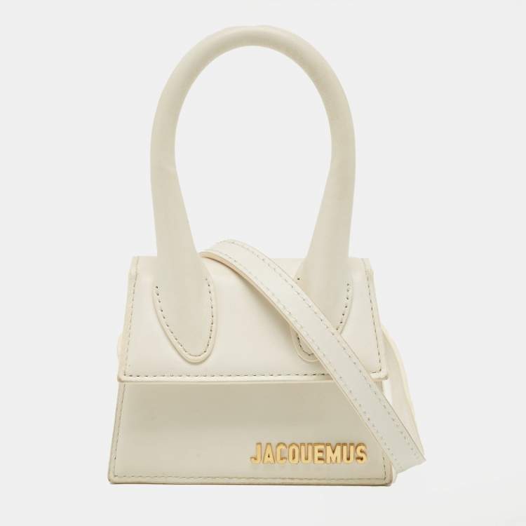 Pre Owned Jacquemus Le Chiquito Mini White Leather Top Handle Bag