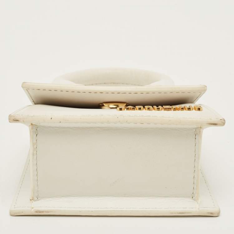 Pre Owned Jacquemus Le Chiquito Mini White Leather Top Handle Bag