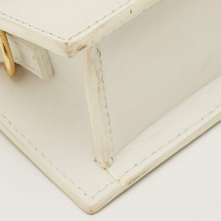Pre Owned Jacquemus Le Chiquito Mini White Leather Top Handle Bag